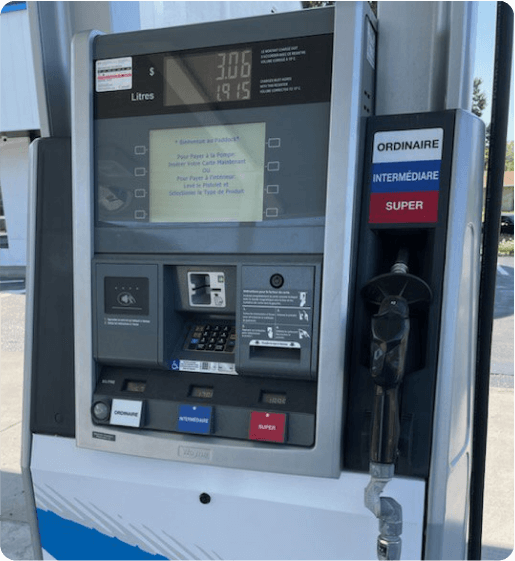 A fuel pump with its card reader and keypad.