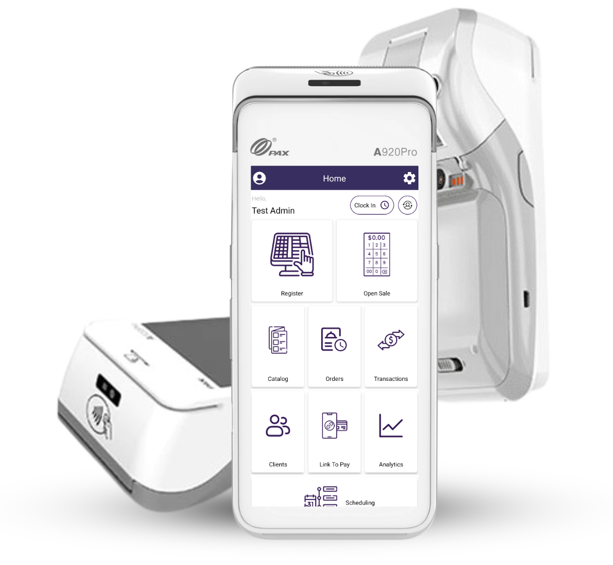 A PAX A920 Pro handheld payment terminal.