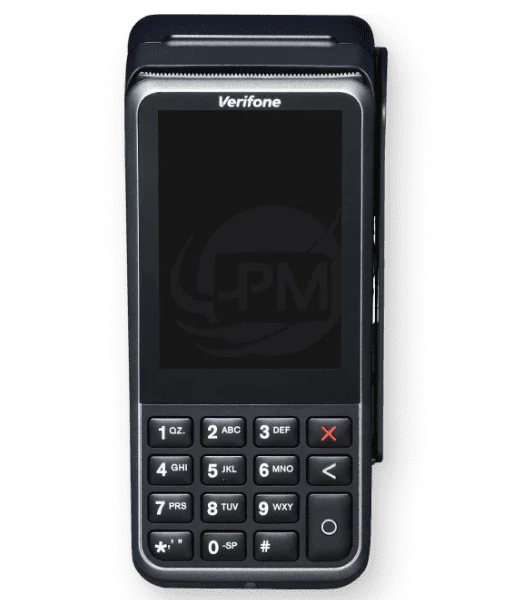 A Verifone V400m handheld payment terminal.