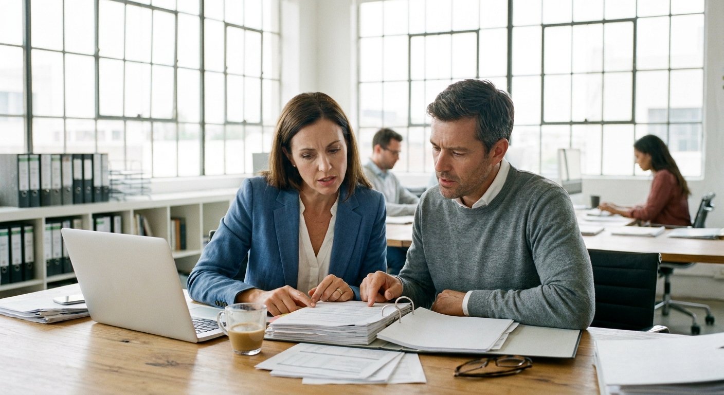 A commercial agreement being reviewed at a desk.