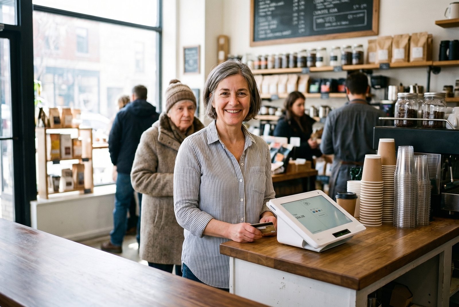A second compact register opened at a cafe counter.