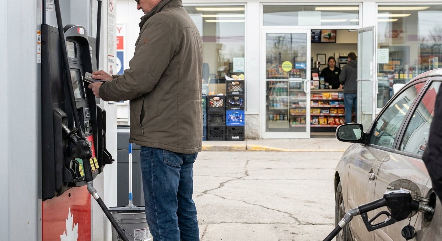 A fuel forecourt and its attached convenience store.