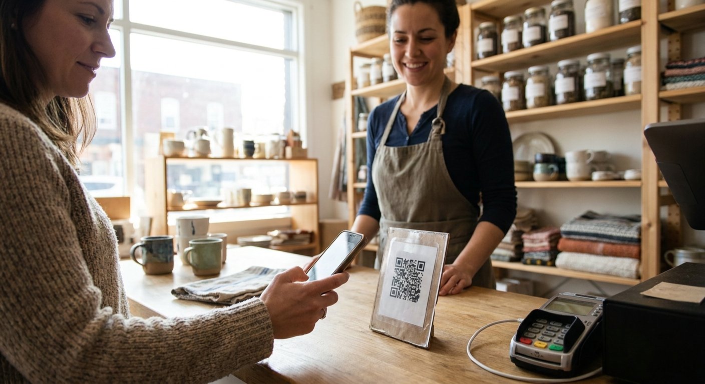 An Alipay QR payment at a counter.
