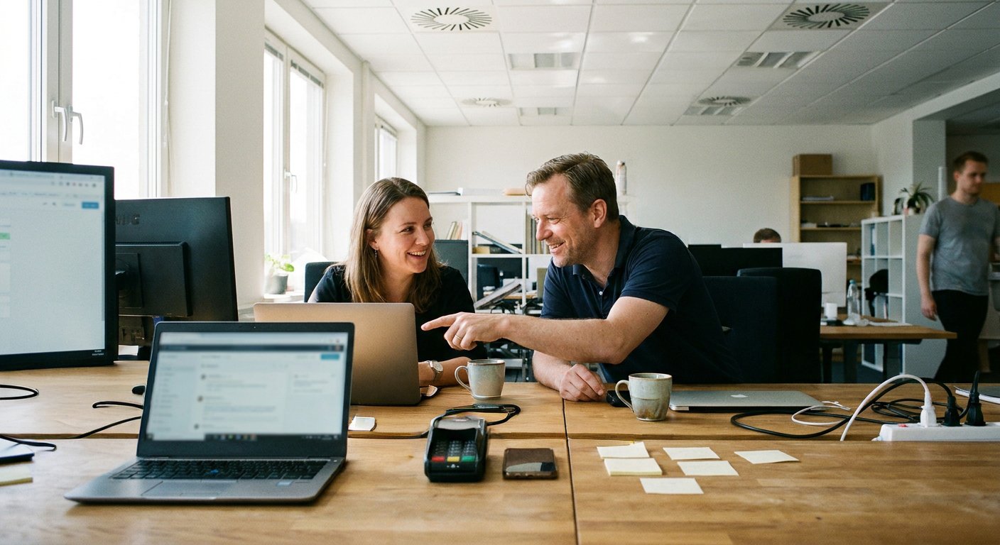 Developers at work at their desks.