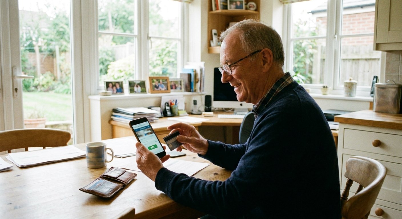 A customer paying an emailed invoice on a phone.