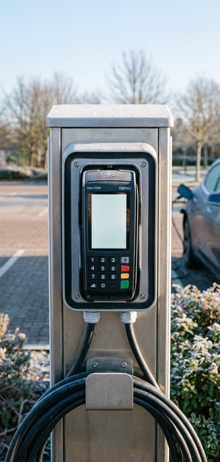 A contactless reader mounted outdoors.
